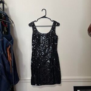 Papell Boutique Black Sequin Mini Dress